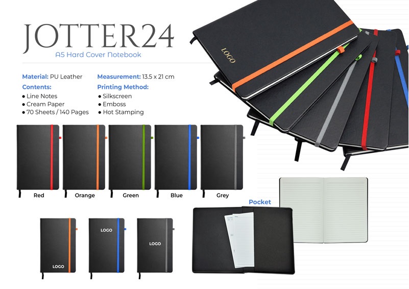 TJ_Notebooks Jotter 24 A5 Hard Cover Notebook