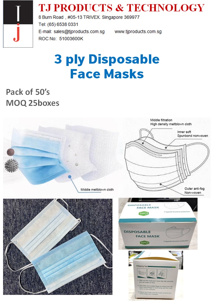 TJ_NEW ARRIVALS SG Singapore 3ply Disposable Face Masks