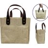 TJ_BAGS 445 Jute Tote Bag with PU Leather Handles – GF