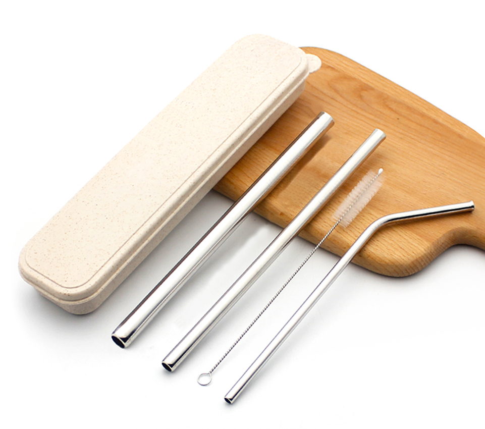 TJ_LIFESTYLE 451 Stainless Steel 3-pc Straw Set with Brush & Box