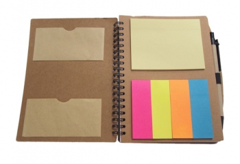 TJ_Notebooks Recycle Notebook with Post It, Namecard Holder and Pen