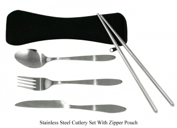 TJ_LIFESTYLE Stainless Steel Cutlery with Zipper Pouch