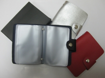 PU Leather Cardholder w/ 26 PVC Slots