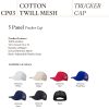 Cotton twill mesh trucker cap